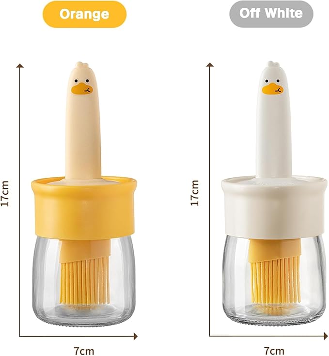 Kettlekane 200ml Glass Olive Oil Dispenser Bottle with Silicone Brush for Cooking Vinegar Sauce BBQ Grill Frying Baking, Air Fryer (Pack of 1) (Multi Color)