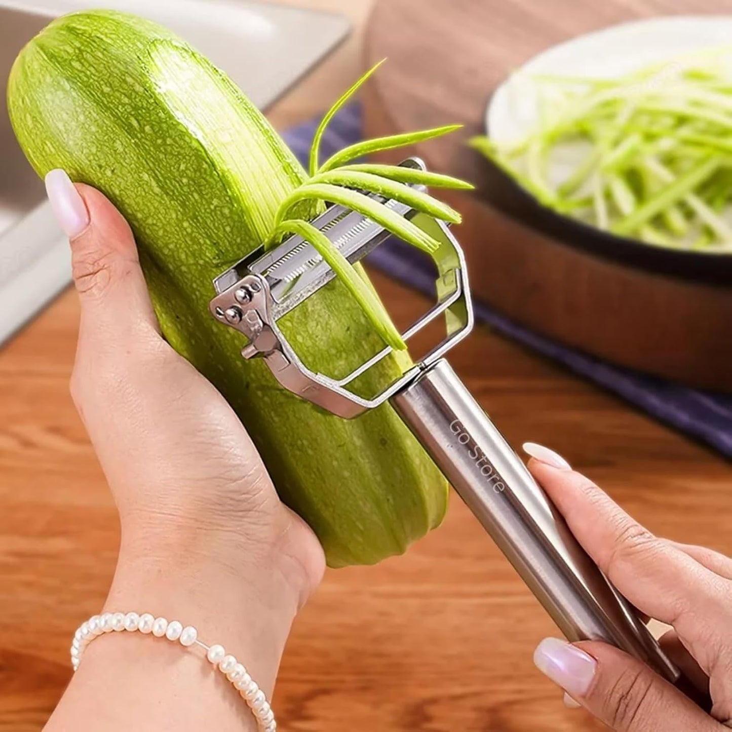 2 in 1 Stainless Steel Julienne Vegetable Peeler Multi-Functional Fruit & Veggie Shredder Slicer and Grater for Potatoes, Carrots, Cucumbers (Silver, 18 x 8.2 x 2.3 cm)