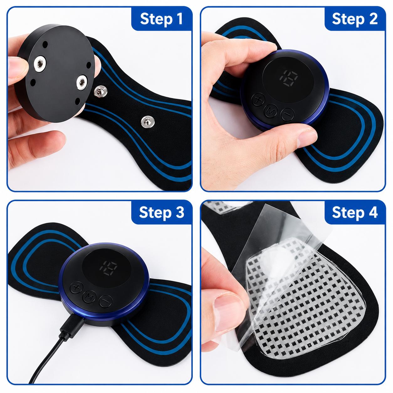 Mini EMS Massager | Portable Pain Relief for Neck, Back & Full Body | 18 Modes | USB Rechargeable