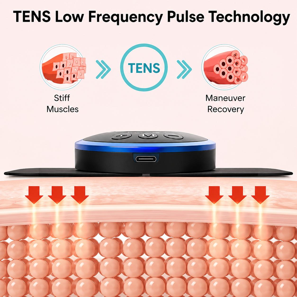 Mini EMS Massager | Portable Pain Relief for Neck, Back & Full Body | 18 Modes | USB Rechargeable