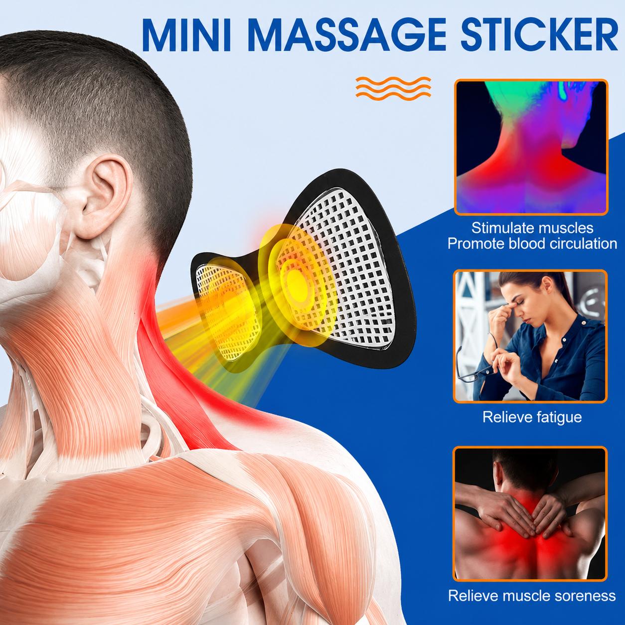Mini EMS Massager | Portable Pain Relief for Neck, Back & Full Body | 18 Modes | USB Rechargeable