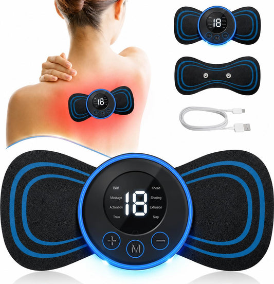 Mini EMS Massager | Portable Pain Relief for Neck, Back & Full Body | 18 Modes | USB Rechargeable